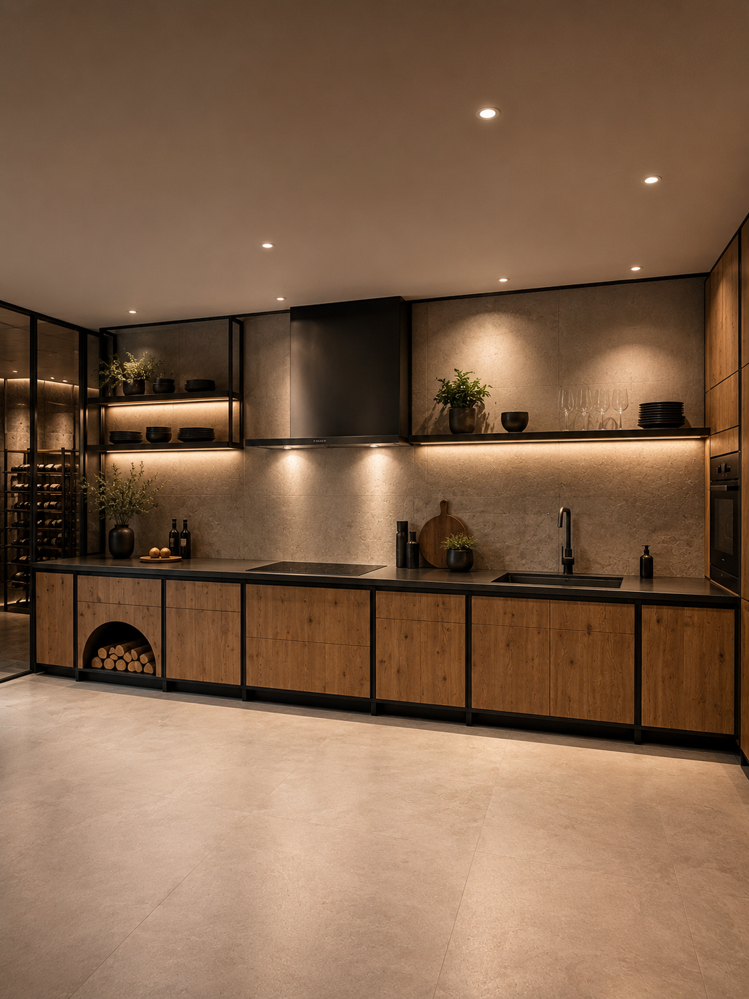 Commercial kitchen in Nero Zimbabwe granite