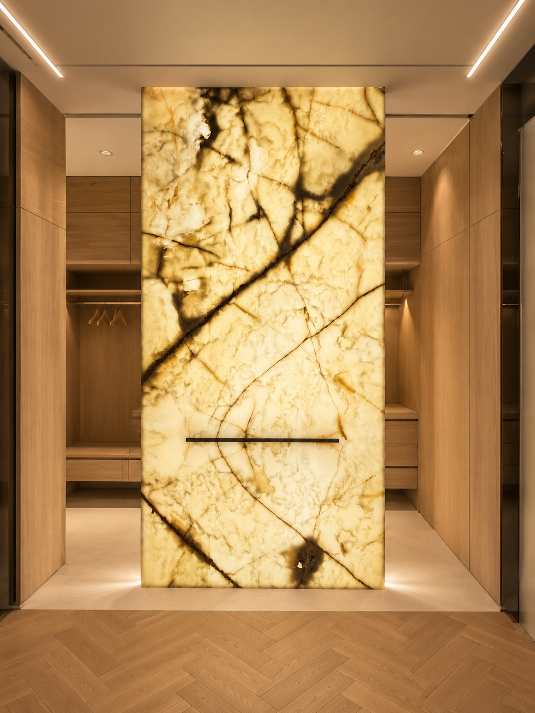 Backlit Onyx Green wall