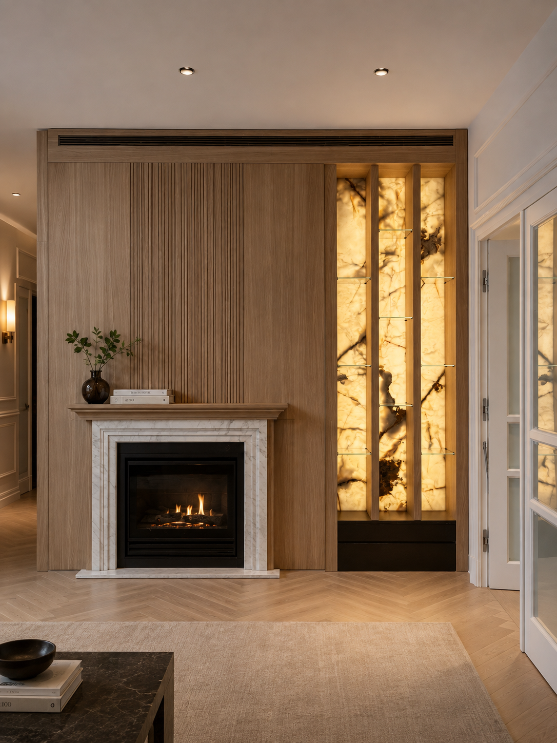 Backlit Onyx Green shelves